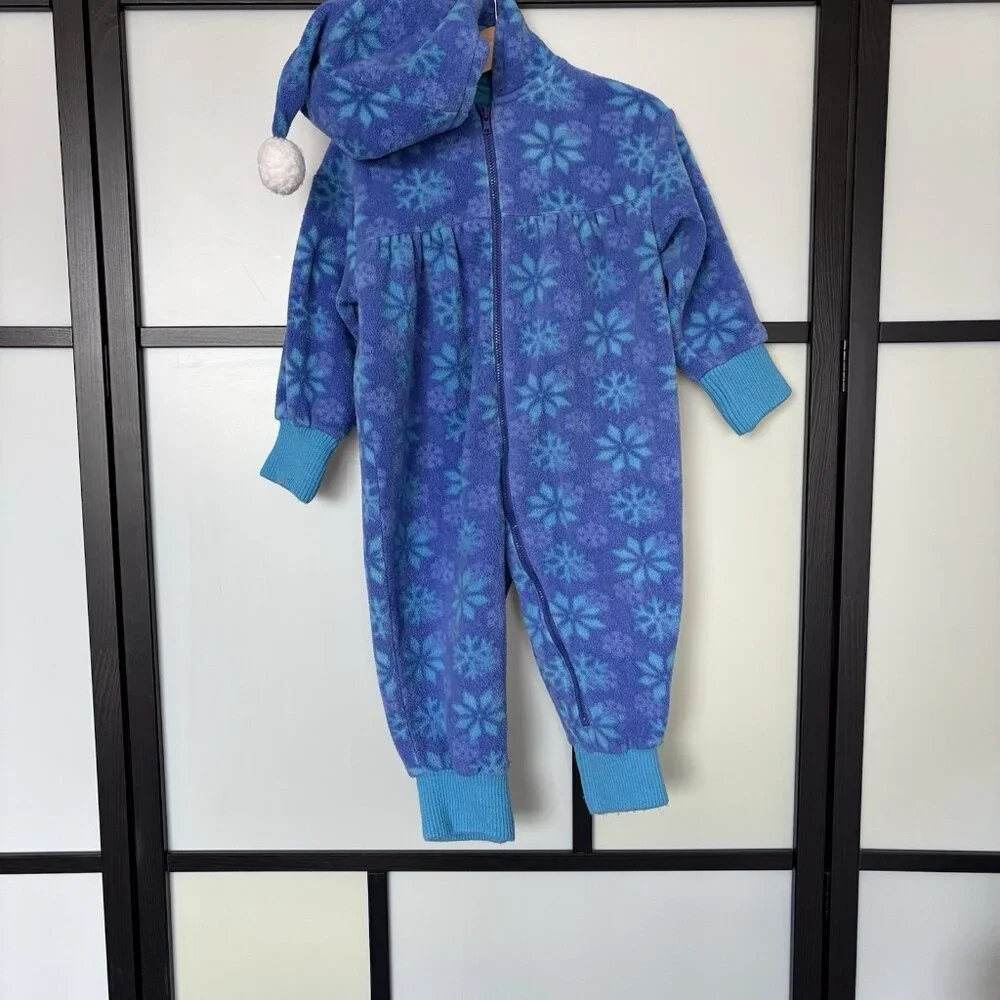 VTG 90s Gymboree Rainbow Tag Fleece Jumpsuit Snowflake Romper Coverall‎ Small